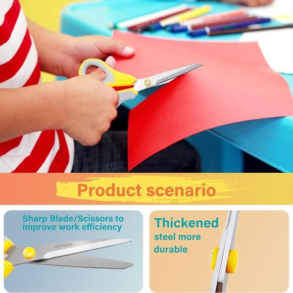 8.5" Scissors All Purpose 3 Pack, Ultra Sharp 2.5mm Thick Blade Scissors for Off - Picture 7 of 9